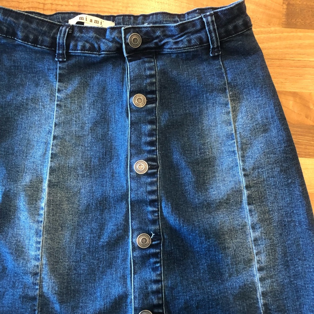 MIAMI Navy Blue Denim, Button down Mini Skirt SMALL
